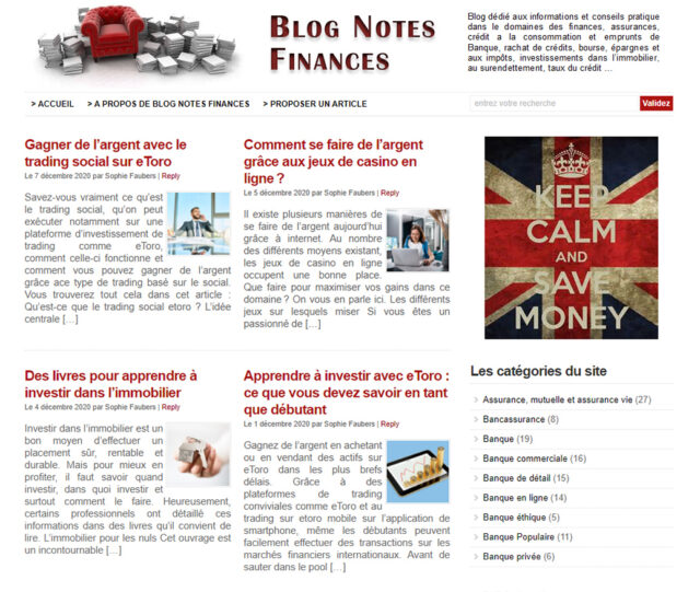 Blog Notes Finances, le guide de l'argent